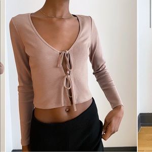 Black Wilfred Tie-Front Long Sleeve